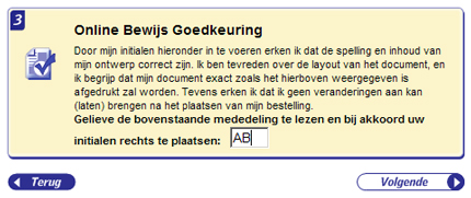 Dialoog: Online Bewijs Goedkeuring op VistaPrint.nl